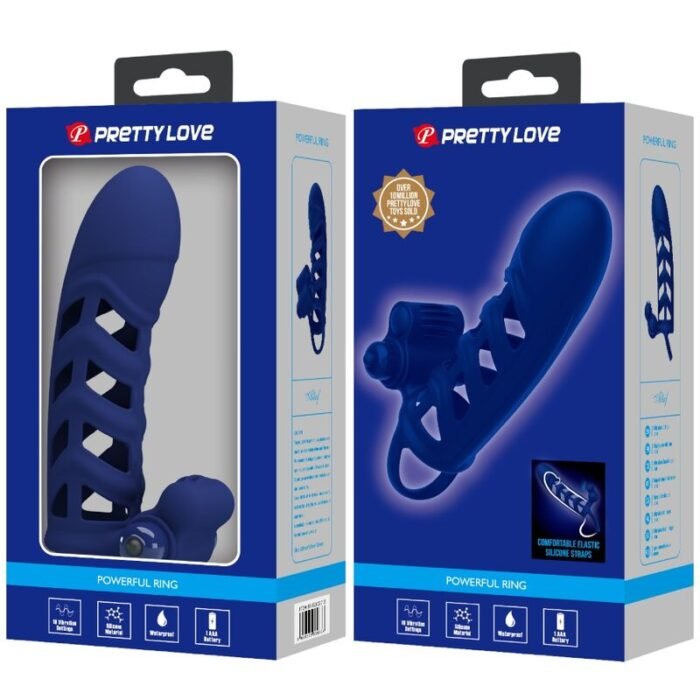 Pretty Love - Altaf Anel Vibrador Com Bainha De Silicone Azul - Image 10