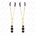 Kink - Pinças Finas Douradas Com 3 Contas De Vidro Pretas 7 Cm - Image 2