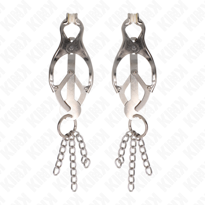 Kink - Pinças De Trevo Japonês Com Pequenas Correntes Prata - Image 2