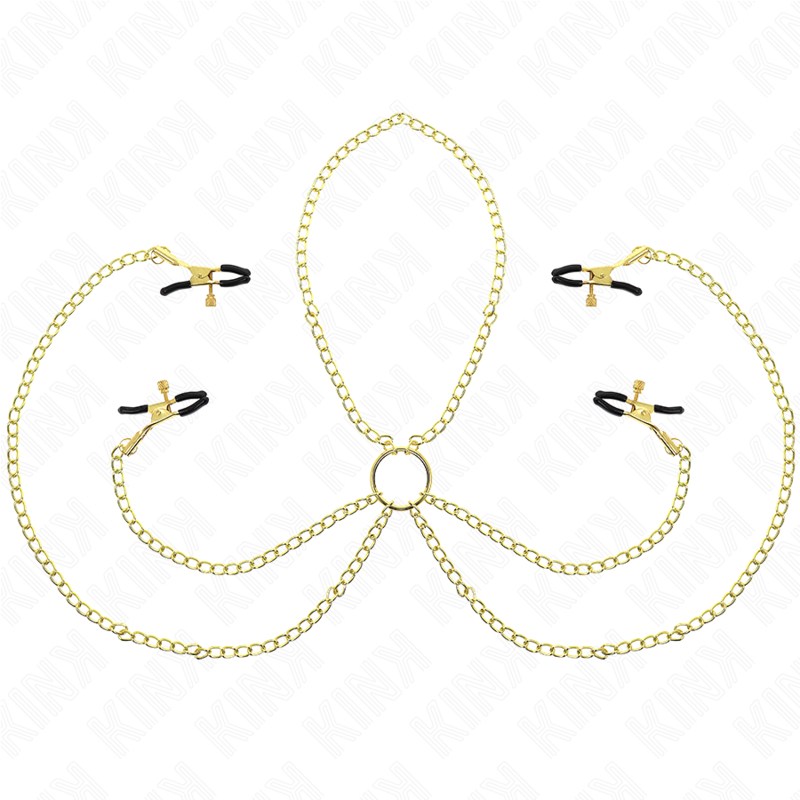 img_187351_d2039c36946d3ee2e1f4be44ea5dde4d_1 Kink - 4 Pinças De Bico E Clitórito Ajustáveis Ouro - Image 1