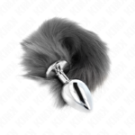 Kink - Plug Anal Tamanho L 10 X 4 Cm Com Cauda Sintética 40 Cm Cinzento E Branco - Image 2