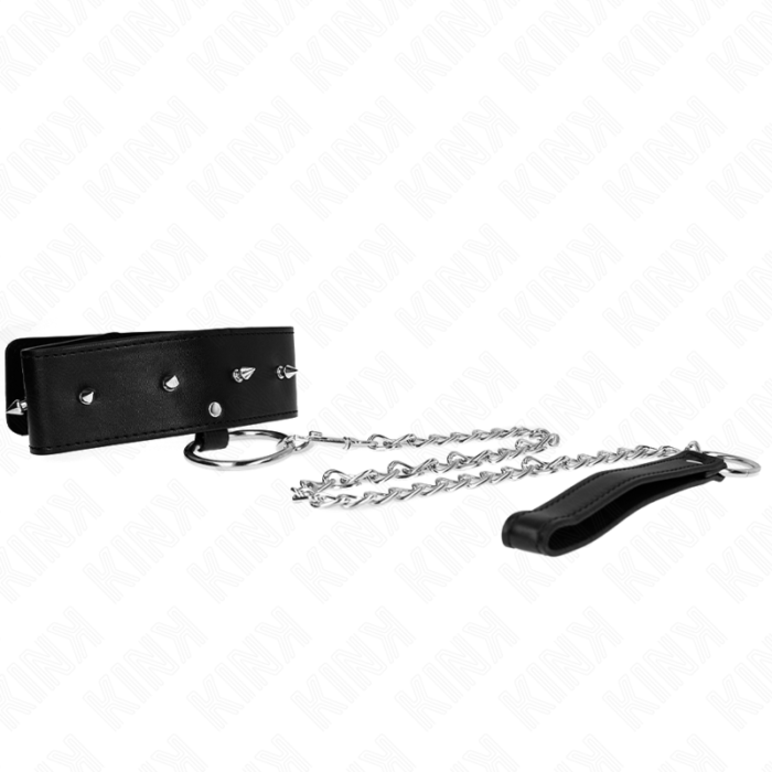 Kink - Colar 65 Cm Com Trela Com Pregos Prata Modelo 2 Ajustável 36-43 Cm X 5 Cm - Image 2