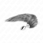 Kink - Plug Anal Tamanho S 7 X 3 Cm Com Cauda Sintética 40 Cm Cinza