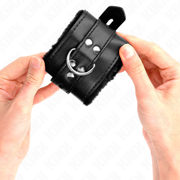 Kink - Pulso Forro De Pele Com Furos Quadrados Preto E Cinto Preto Ajustável 17-29 Cm X 6 Cm - Image 3