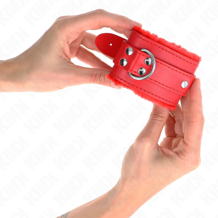 Kink - Pulso Forro De Pele Vermelho Com Cinto Vermelho Ajustável 17-29 Cm X 6 Cm - Image 4