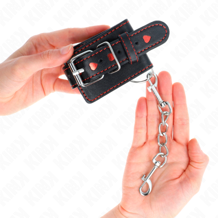 Kink - Pulso Preto Com Inserção De Coração Vermelho Ajustável 21-28 Cm X 5,5 Cm - Image 3