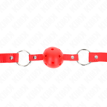 Kink - Bola Respirável 4 Cm Mordaça Com Rebite Duplo Modelo 1 Vermelho 62,5 X 2,5 Cm Ajustável 42-58 Cm