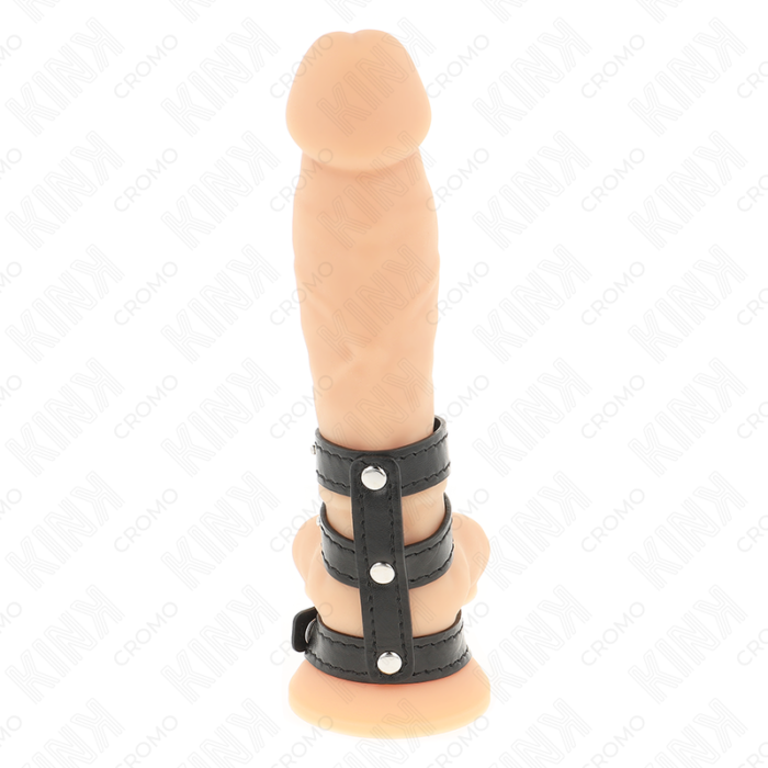 Kink - Anel De Couro Triplo Para Pênis Com Fecho De Pressão - Image 2