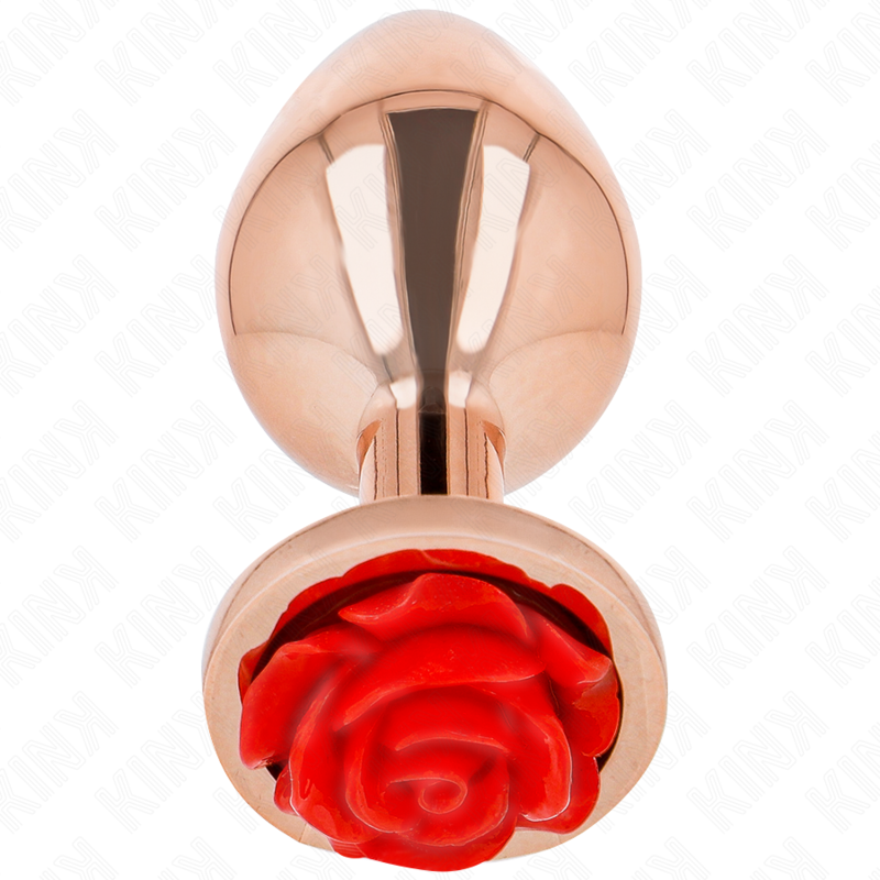 img_199025_509bbff2a1e05618817eb7ae557cd659_1 Kink - Plug Anal De Ouro Rosa Com Rosa Vermelha M - Image 1