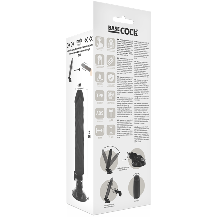 Basecock - Controle Remoto Vibrador Realístico Preto 21 Cm -O- 4 Cm - Image 5