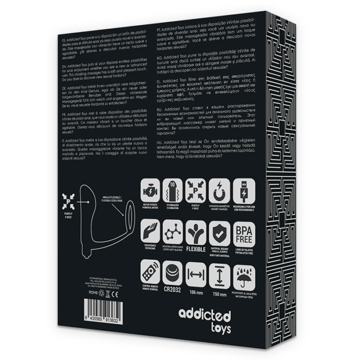 Addicted Toys - Anel De Pênis Com Controle Remoto Plug Anal Preto Recarregvel - Image 8